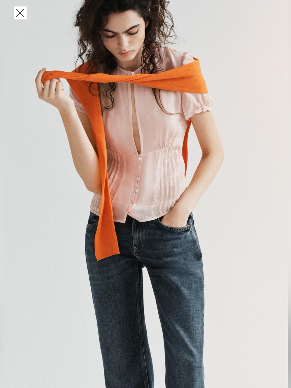 ZARA NWT SEMI-SHEER GEORGETTE TOP in pastel pink - SOLD OUT ONLINE